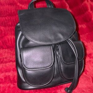 Stylish Black Leather Backpack